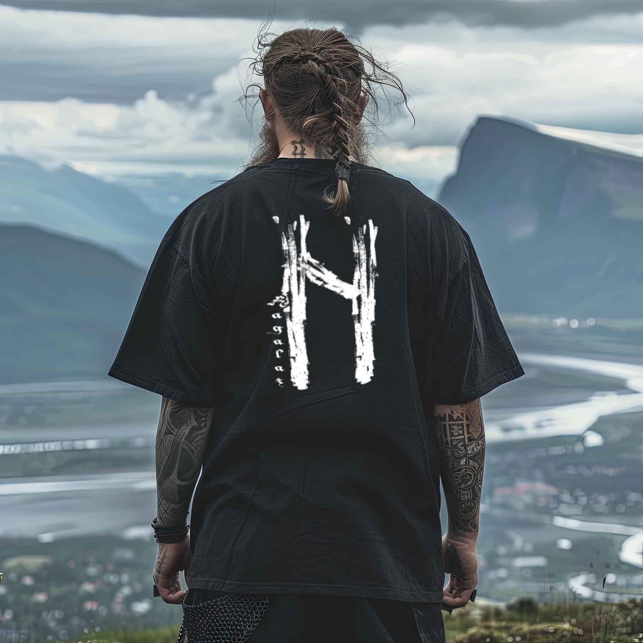 Wikinger Oversized-Shirt Hagalaz Rune - Nordic Viking Wear