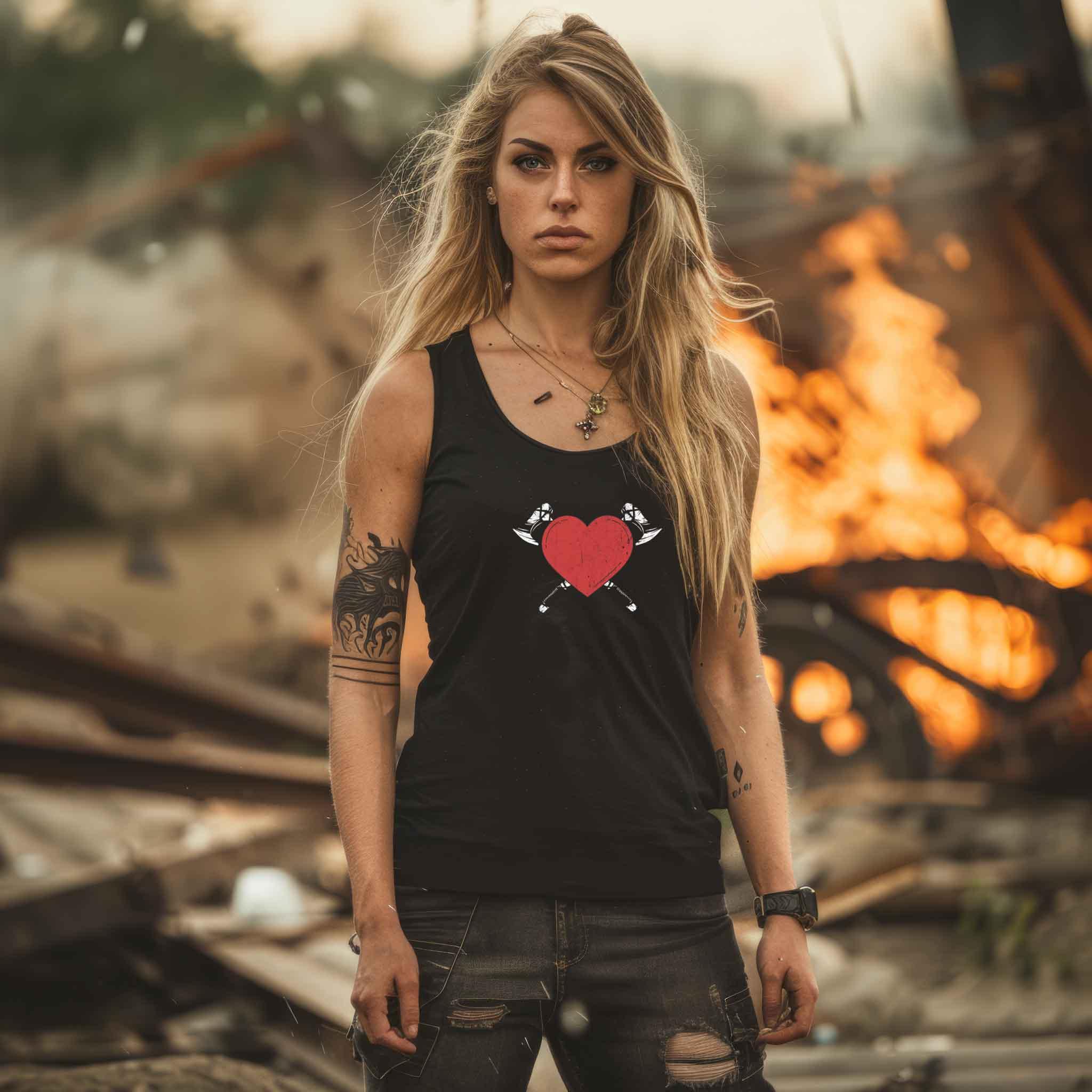 Schildmaiden Herz Tanktop – Liebe und Kampfgeist - Nordic Viking Wear