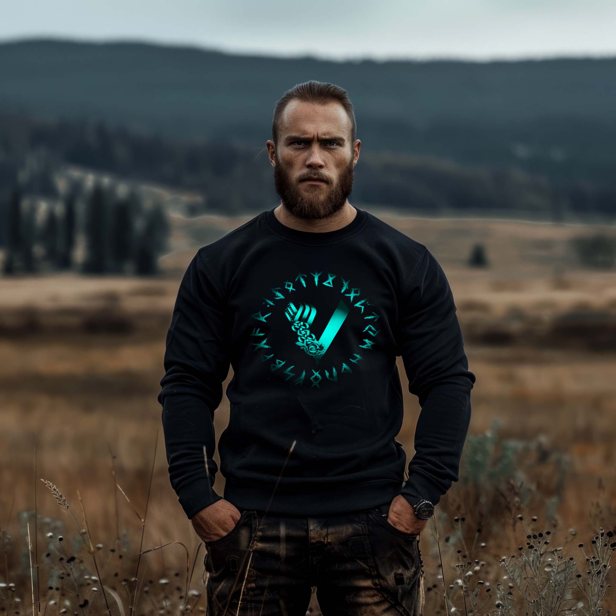 Wikinger-Sweatshirt mit Runen und Keltischem Design – Nordische Mystik für wahre Krieger