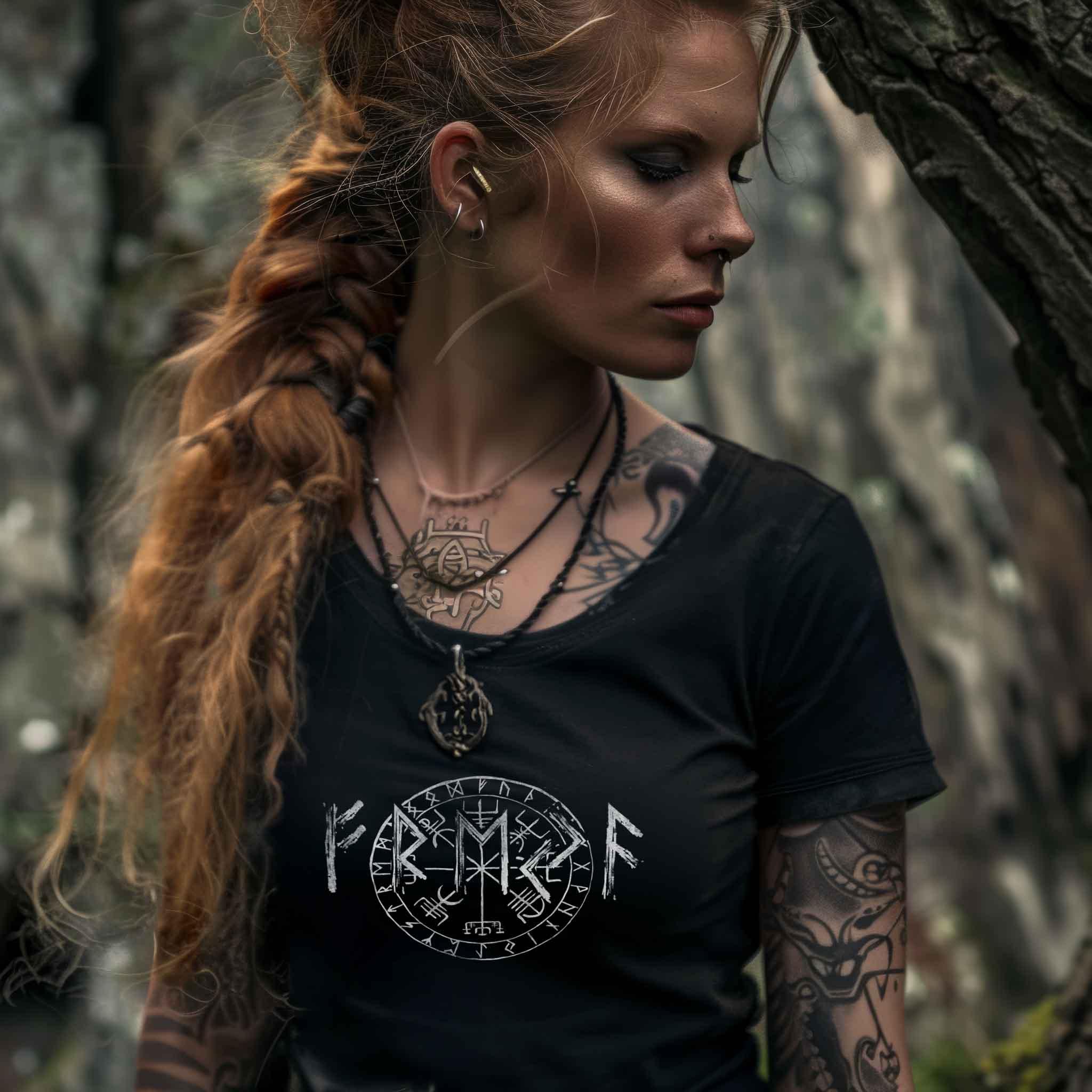 Schildmaiden Expresser Shirt – Freyja Rune & Wikinger Symbolik