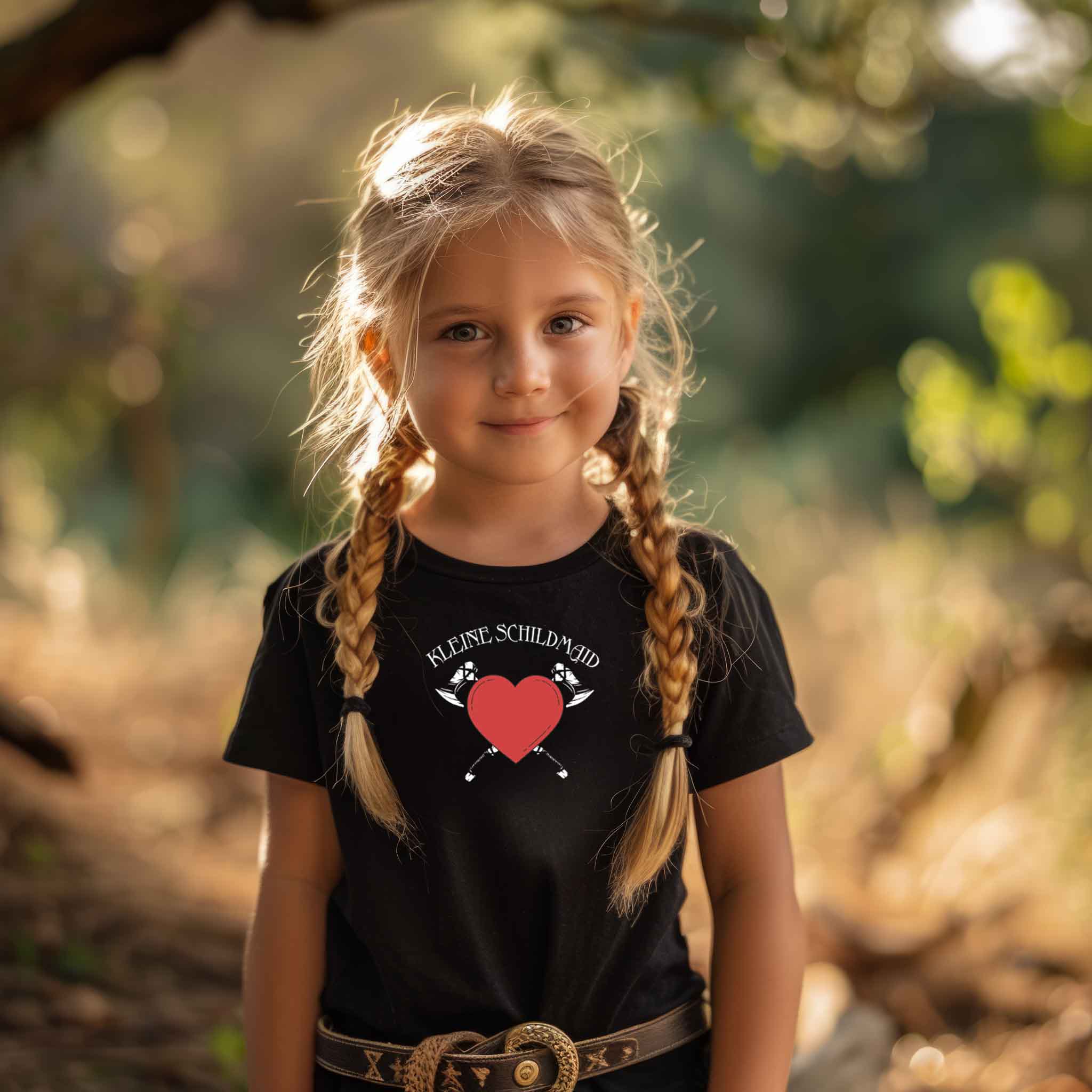 Kinder T-Shirt 'Kleine Schildmaid' – Mut und Liebe im Wikinger-Stil