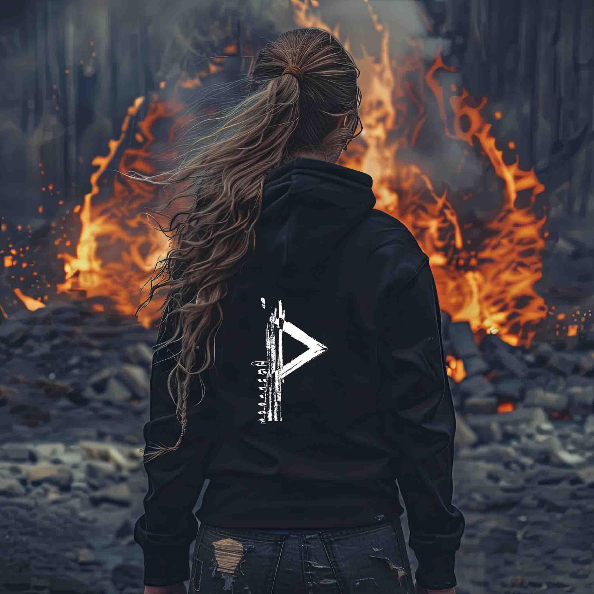 🔥 Zipp-Hoodie "Thurisaz Rune" – Nordische Kraft & Schutzsymbolik 🔥