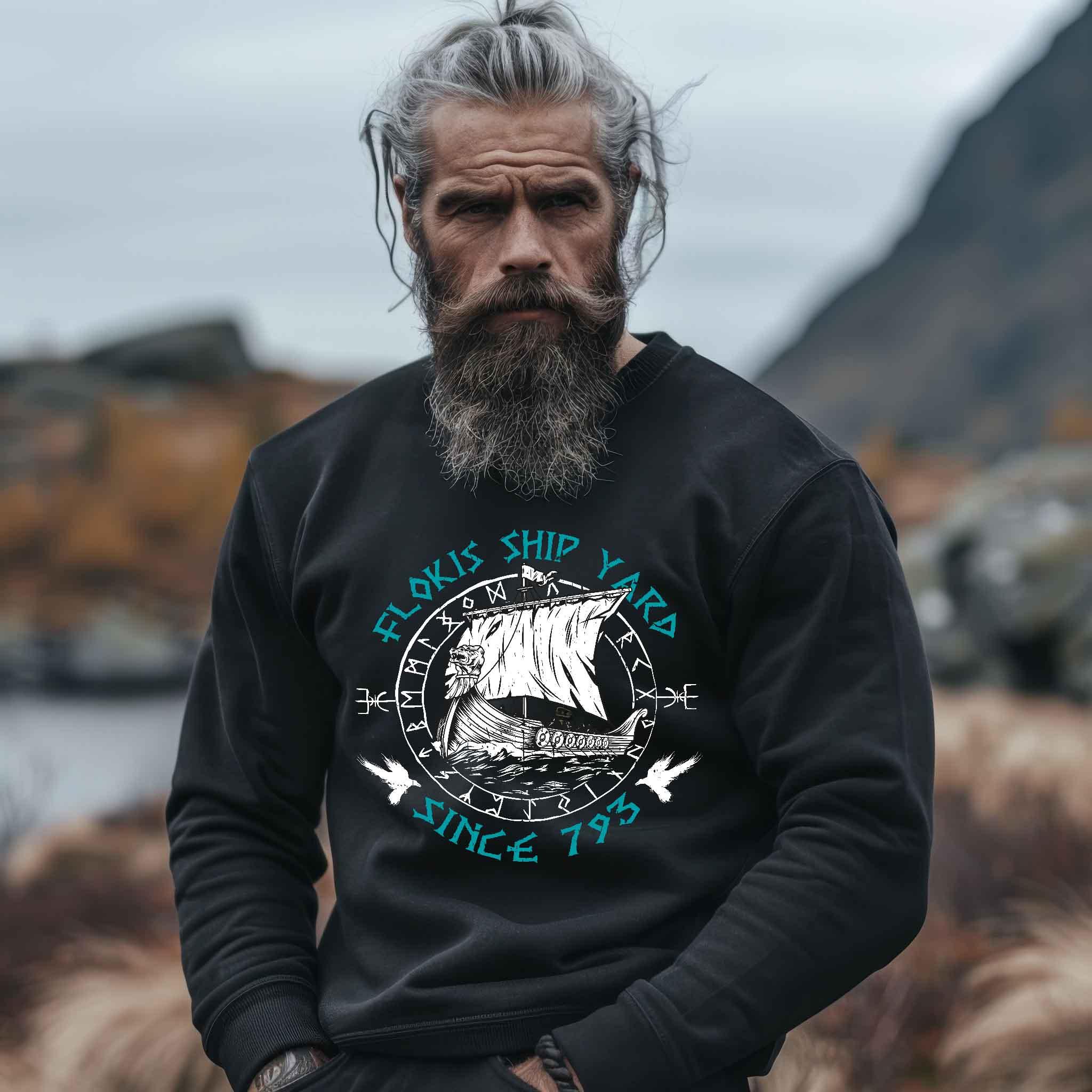 Heavy Blend Wikinger Sweatshirt – "Flokis Ship Yard – Since 793"