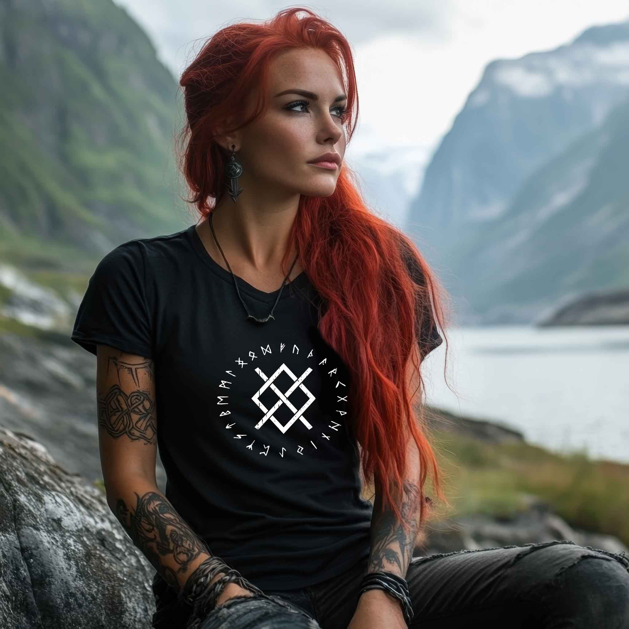 Odins Gungnir Rune" Schildmaiden Expresser Shirt – Stärke des Allvaters