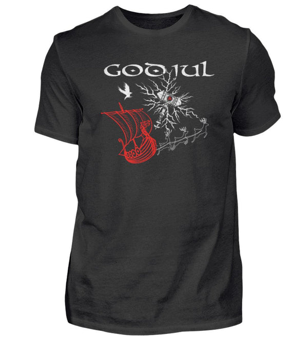 Wikinger Weihnachts-Premiumshirt – God Jul Design mit Thors Hammer & Drachenboot - Nordic Viking Wear