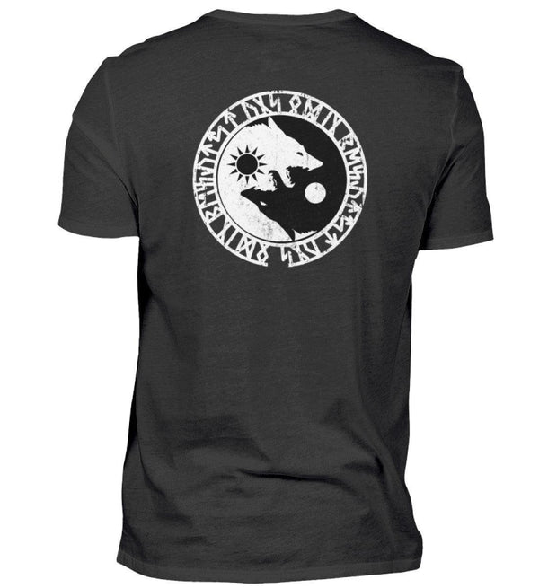 Wikinger Premiumshirt - Geri und Freki, Odins Wölfe mit Runenkreis - Nordic Viking Wear