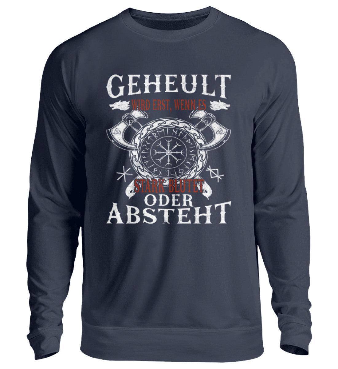 Lustiges Wikinger Sweatshirt mit Helm of Awe-Symbol und humorvollem Spruch für nordische Mythologie-Fans