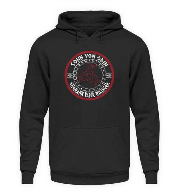 Wikinger Hoodie mit Odins Gjallarhorn & Runenkreis - Sohn Von Odin, Ehemann, Vater - Nordischer Pullover für Männer - Nordic Viking Wear